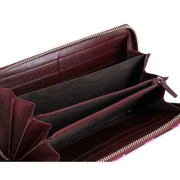 GUCCI Betty Interlocking G Heartbeat Print Zip Around Wallet Wine Pink - Picture 7 of 7